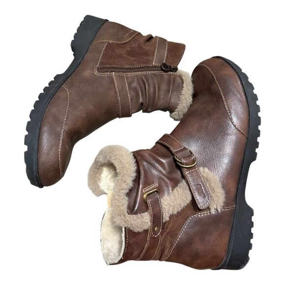 JBU by Jambu Womens Indiana Faux Fur Faux Leather Ankle Boots Brown Size 10M - Picture 1 of 11